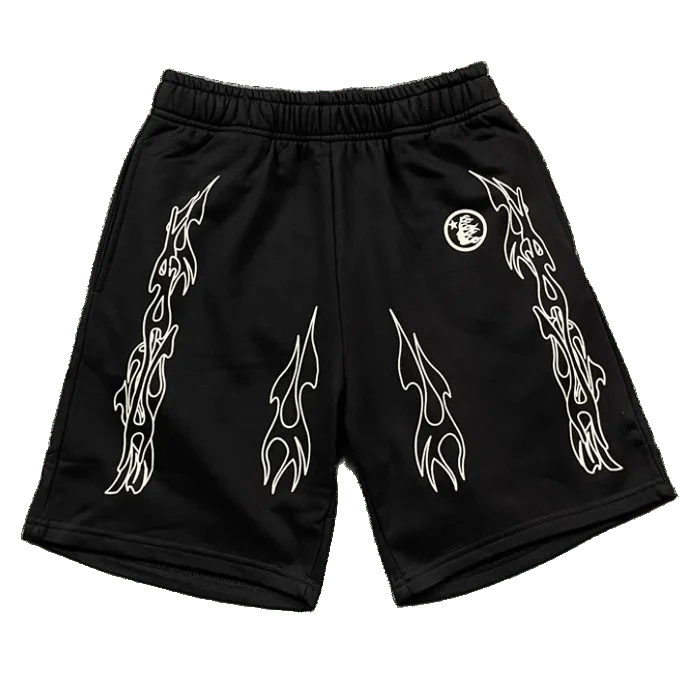 Black Hellstar Flame Shorts