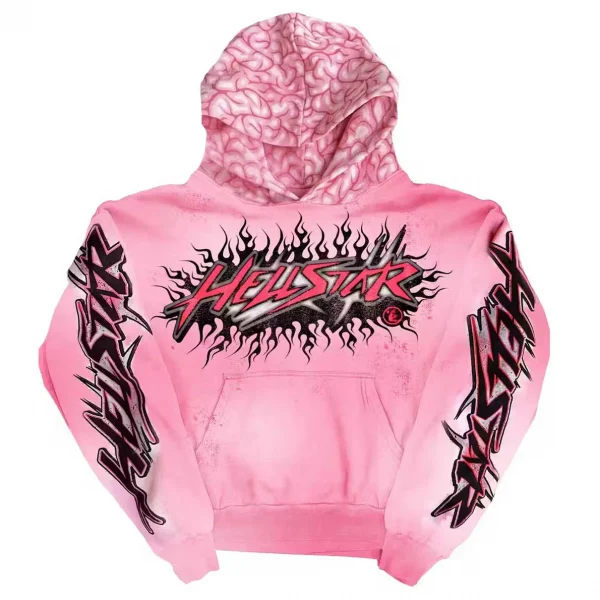 Hellstar Brainwashed With Brain Hoodie Pink