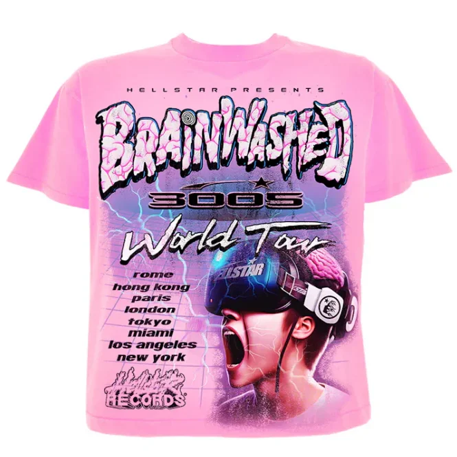 Hellstar Brainwashed World Tour T-Shirt Pink