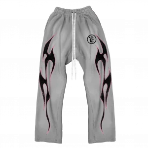 Hellstar Grey Future Flame Sweatpants Grey / Pink