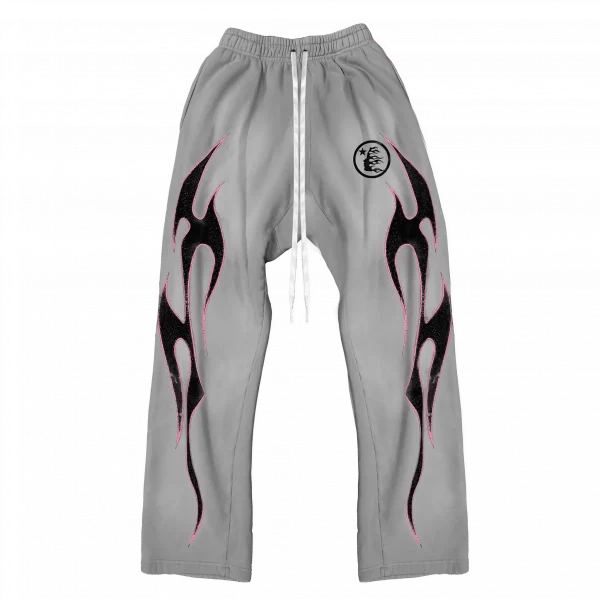 Hellstar Grey Future Flame Sweatpants Grey / Pink